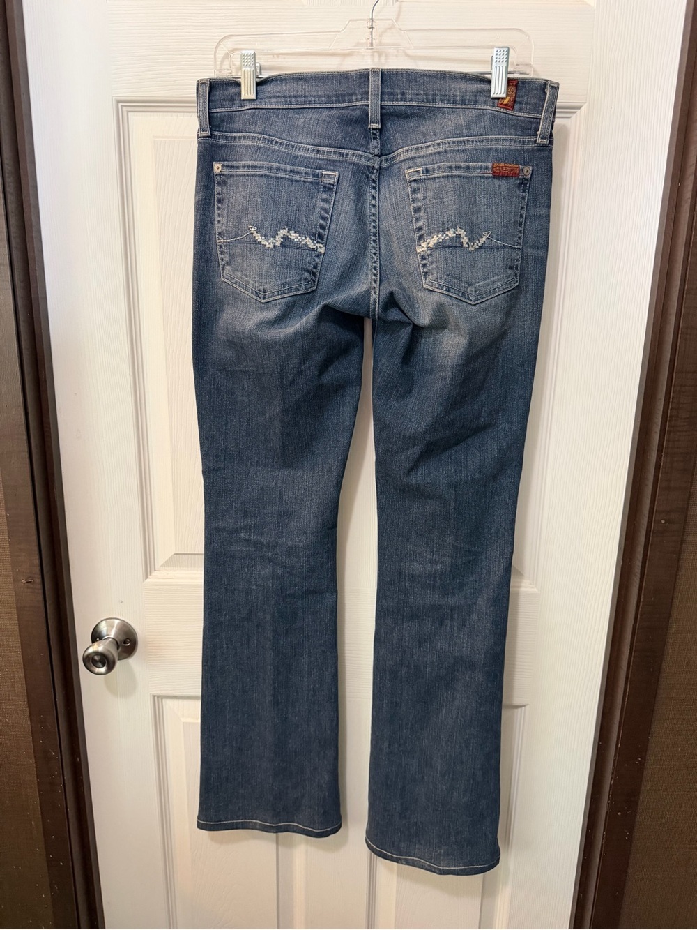 7 For All Mankind Low Rise Bootcut Blue Denim Jeans Sz 27 - Picture 3 of 8